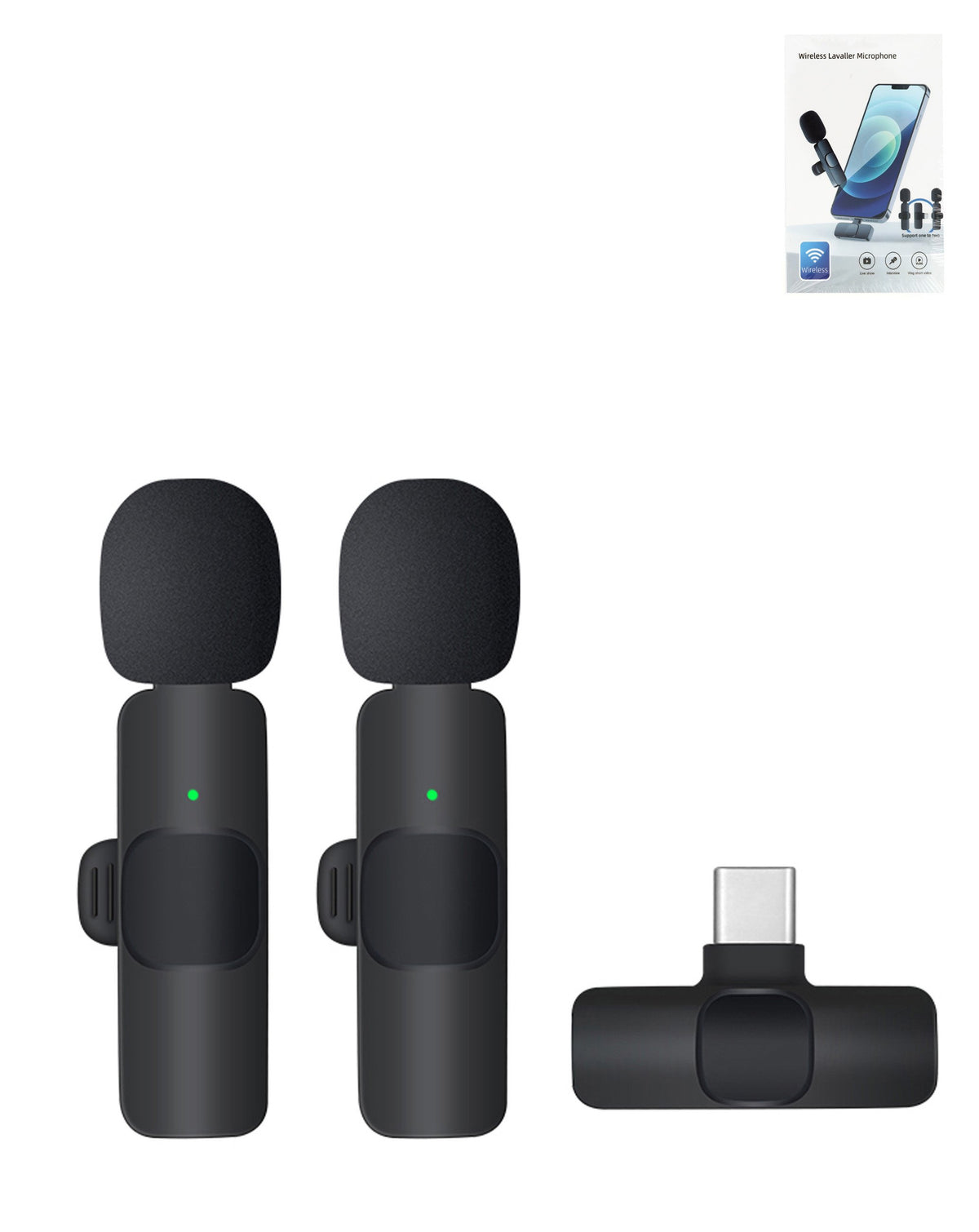 Lavelier Microphone with Built-In Battery Receiver for Vlogging — USB-C