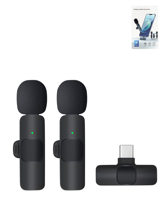 Lavelier Microphone with Built-In Battery Receiver for Vlogging — USB-C