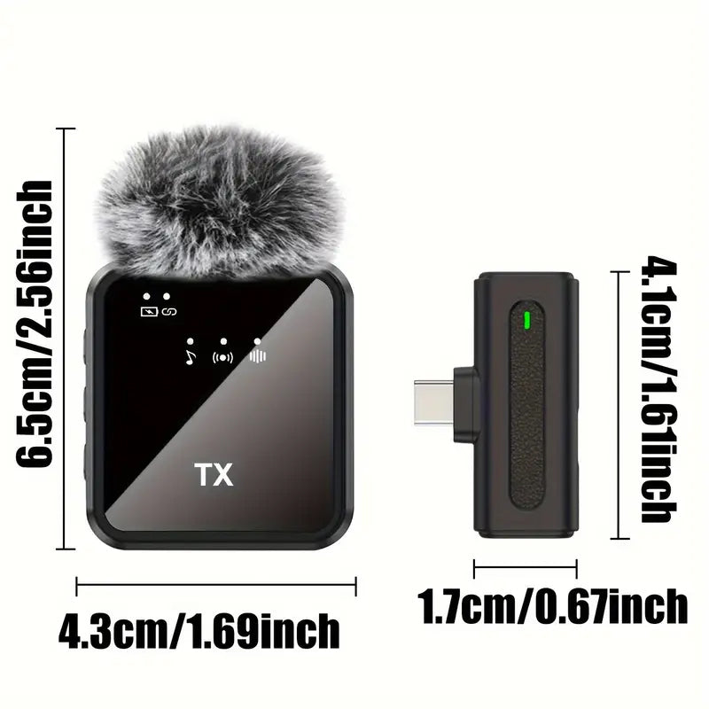 Lavelier Microphone with Built-In Battery Receiver for Vlogging — USB-C