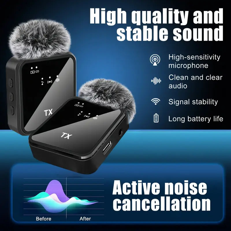 Lavelier Microphone with Built-In Battery Receiver for Vlogging — USB-C