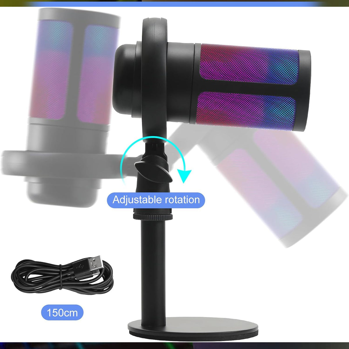 Wired RGB Desktop Computer Microphone