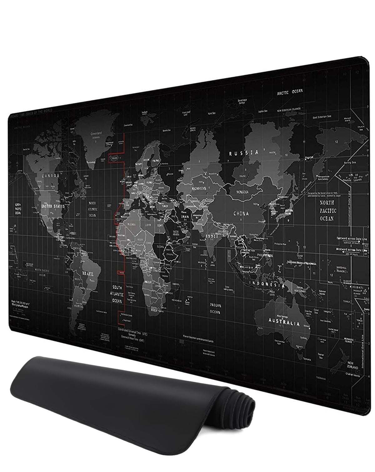 World Map Locked-Edge Mouse Pad — 90x40cm, 2mm Thickness