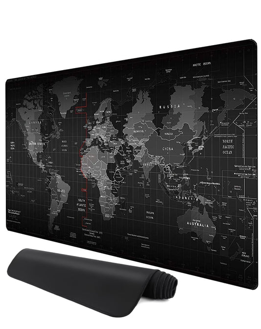 World Map Locked-Edge Mouse Pad — 90x40cm, 2mm Thickness