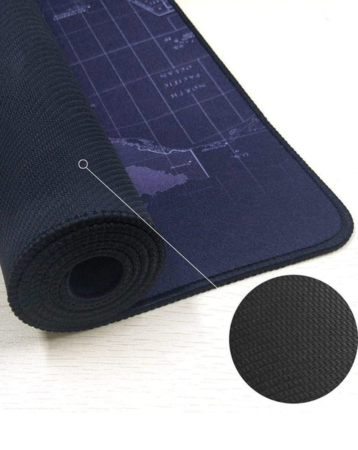 World Map Locked-Edge Mouse Pad — 90x40cm, 2mm Thickness