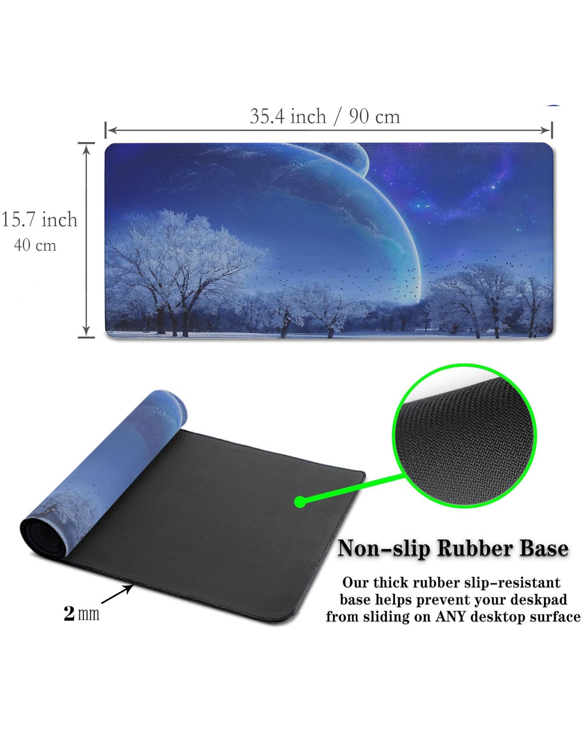 Nature Locked-Edge Mouse Pad — 90x40cm, 2mm Thickness