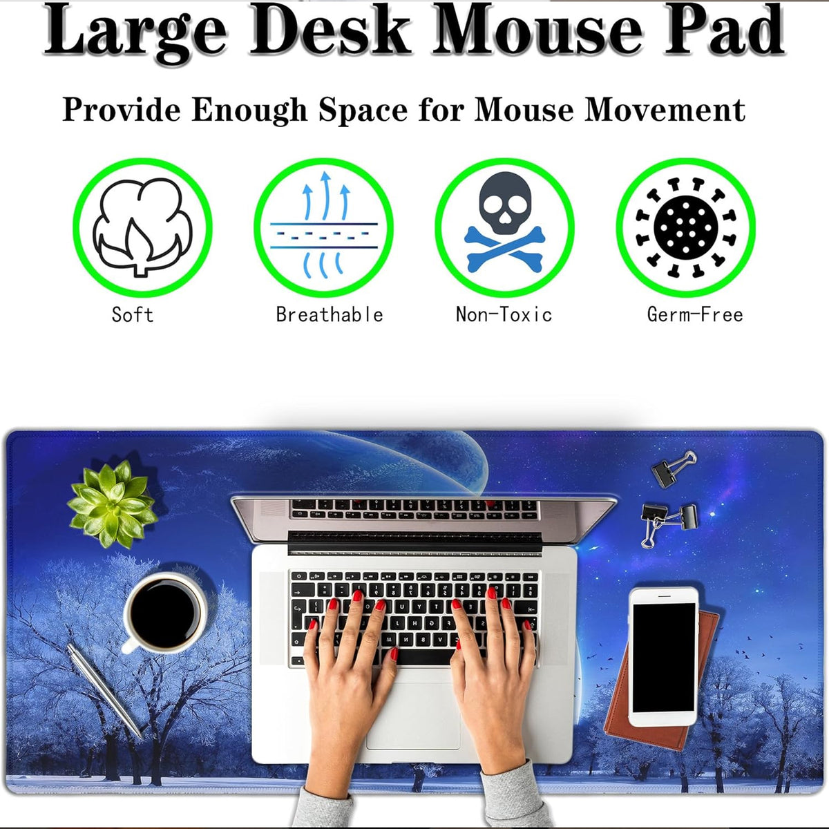 Nature Locked-Edge Mouse Pad — 90x40cm, 2mm Thickness