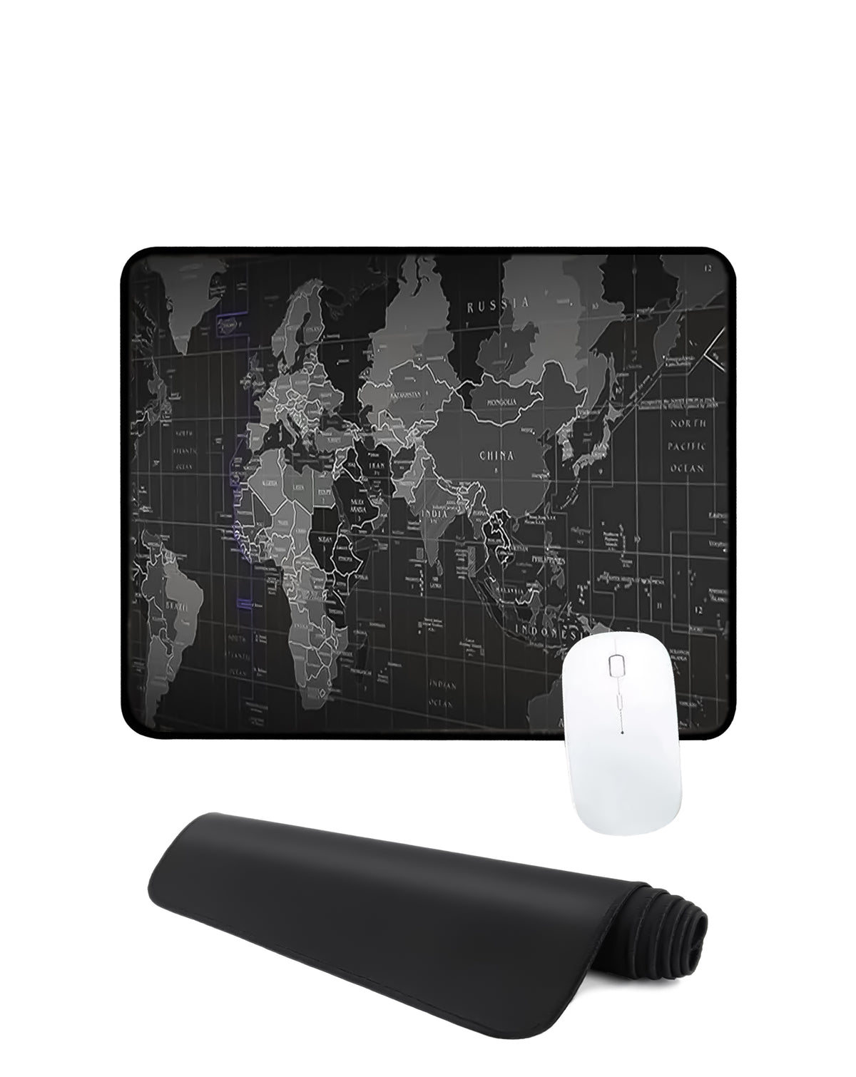 World Map Locked-Edge Mouse Pad — 26x21cm, 2mm Thickness