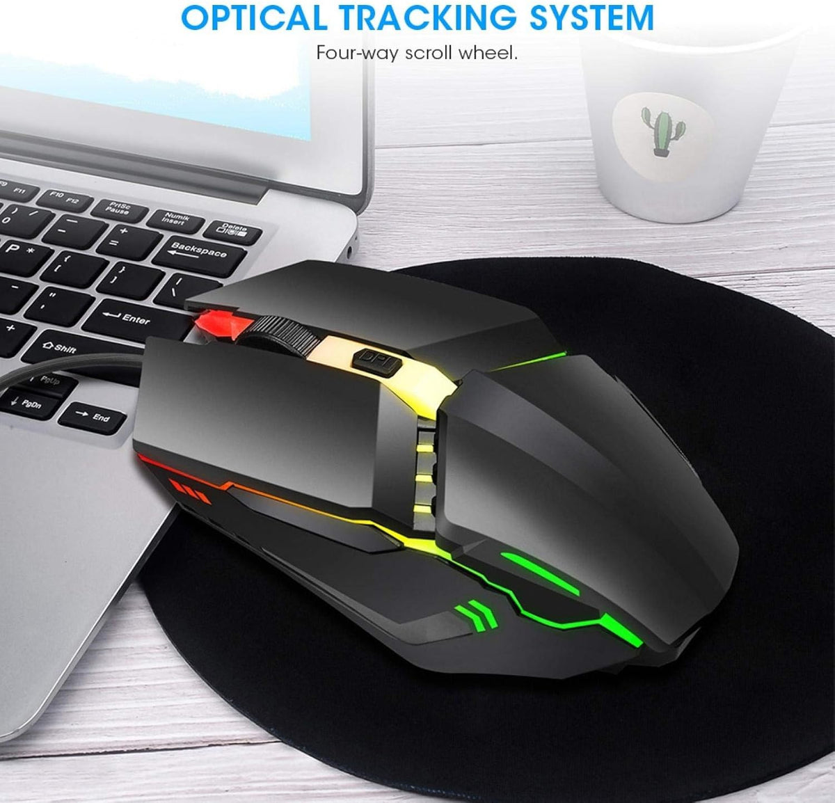 4 Button 7 Color RGB Wired Gaming Mouse
