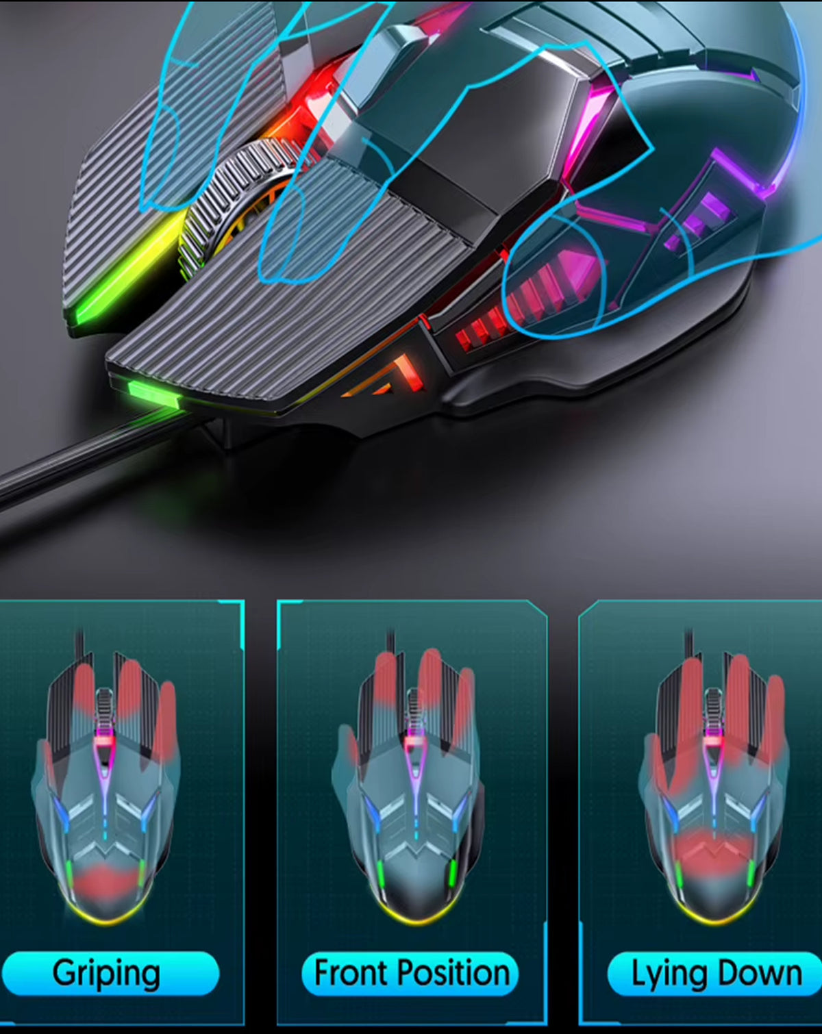 7 Button 7 Color RGB Wired Gaming Mouse