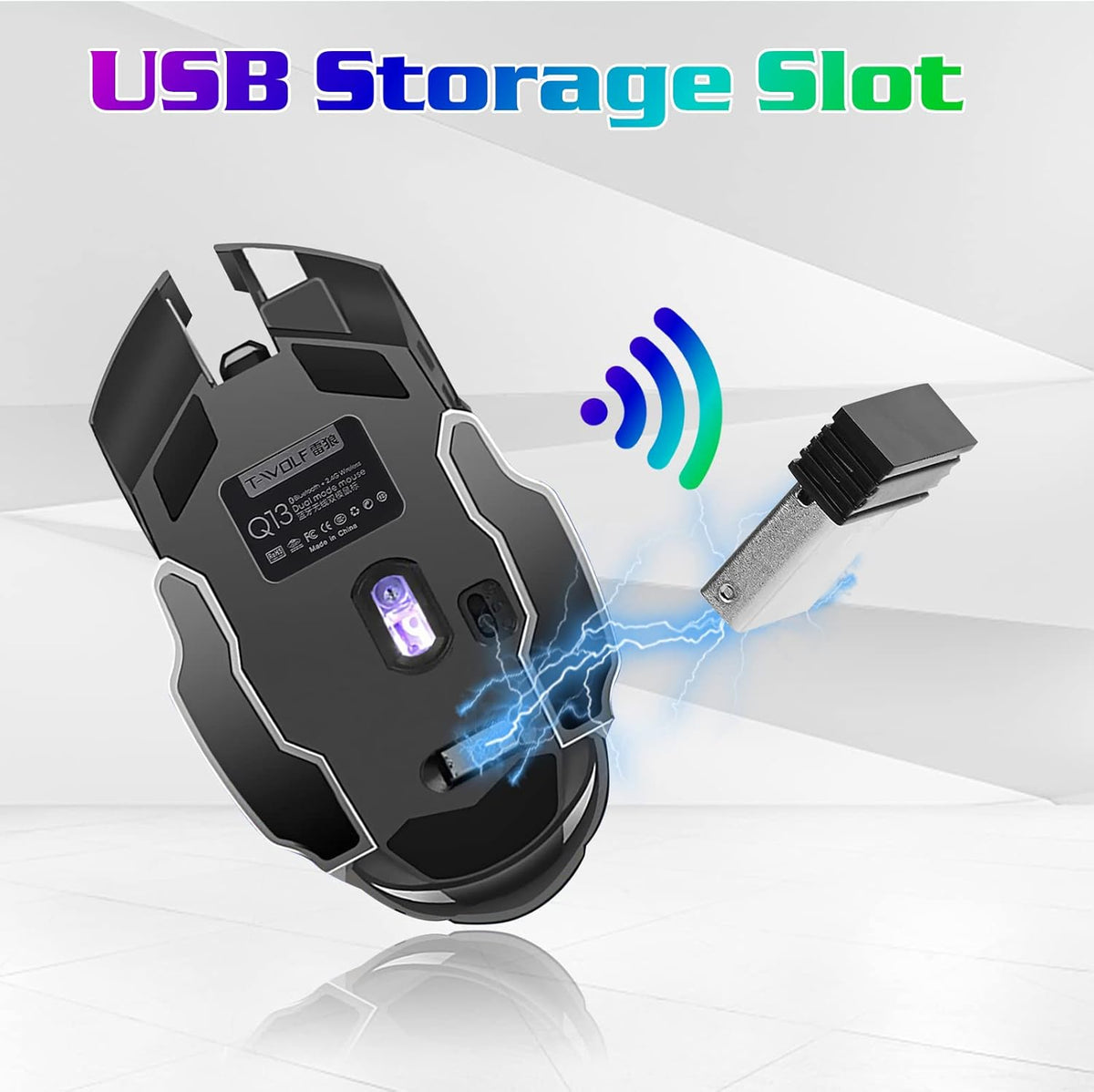 Bluetooth 6 Button 7 Color RGB Low-Latency Wireless Gaming Mouse — 2.4g