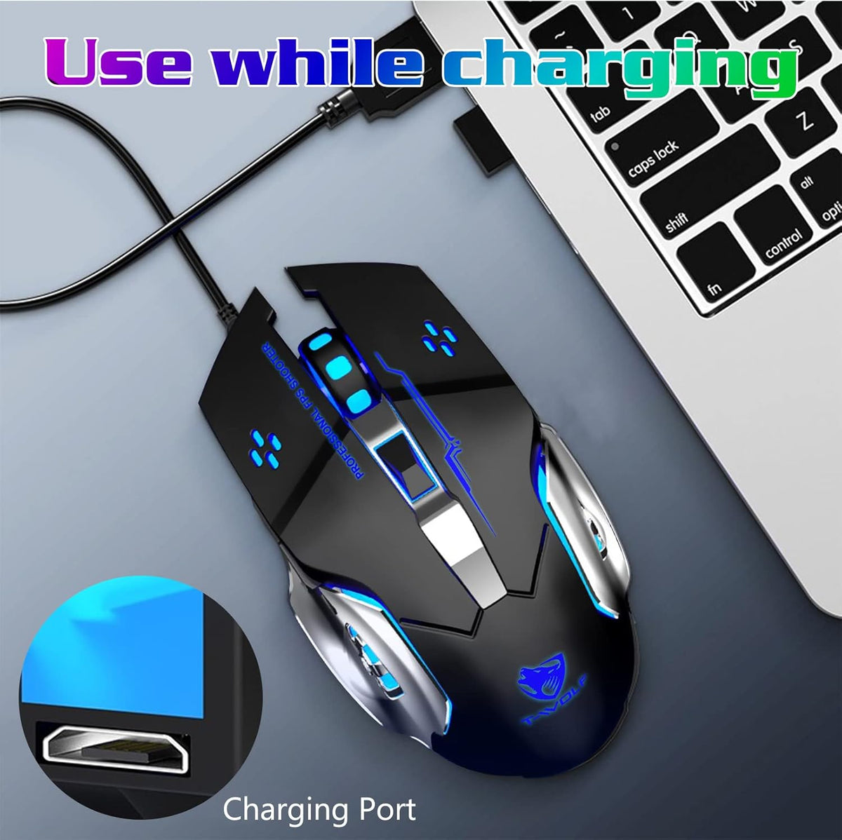 Bluetooth 6 Button 7 Color RGB Low-Latency Wireless Gaming Mouse — 2.4g