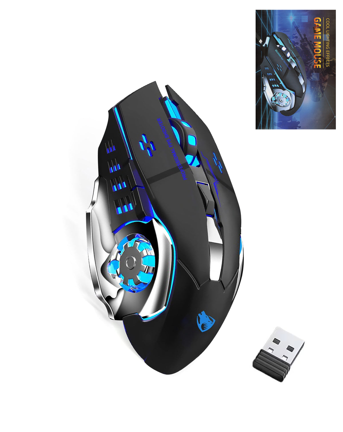Bluetooth 6 Button 7 Color RGB Low-Latency Wireless Gaming Mouse — 2.4g