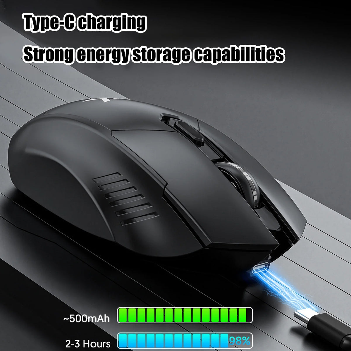 Bluetooth + 2.4G 6 Button Low-Latency Wireless Mouse — Black