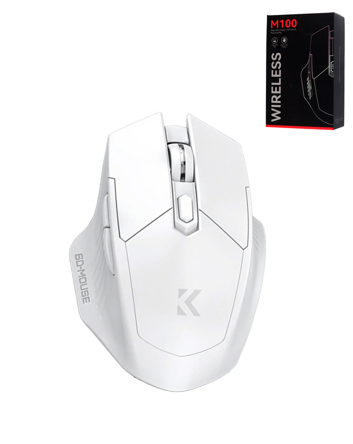 Bluetooth + 2.4G 6 Button Low-Latency Wireless Mouse — White