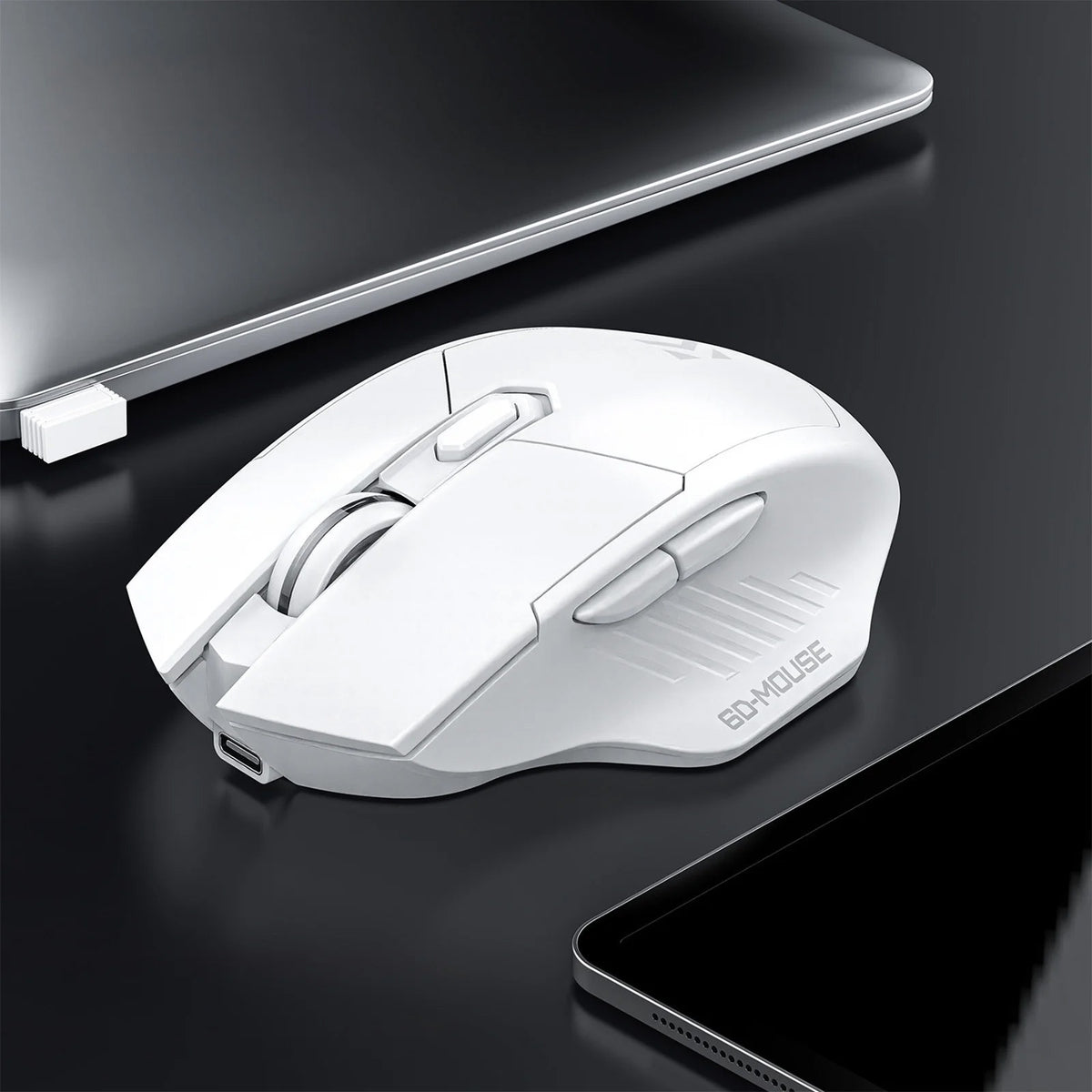 Bluetooth + 2.4G 6 Button Low-Latency Wireless Mouse — White