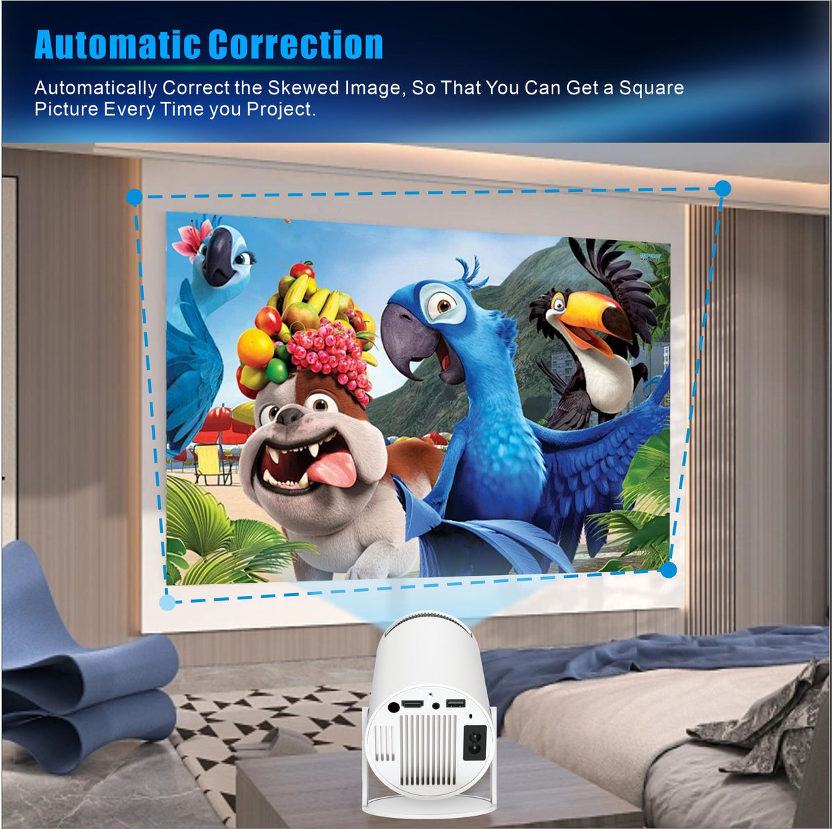 Android 11 Mini Projector with Remote Controller Bluetooth 5.0 — 720P HD / 140 Lumens / WiFi 2.4G / 5G, Not Returnable