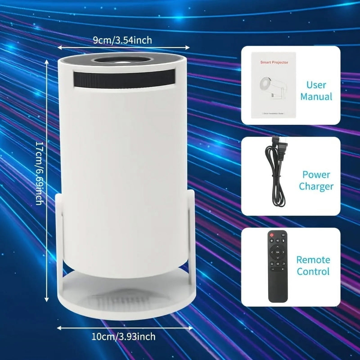 Android 11 Mini Projector with Remote Controller Bluetooth 5.0 — 720P HD / 140 Lumens / WiFi 2.4G / 5G, Not Returnable
