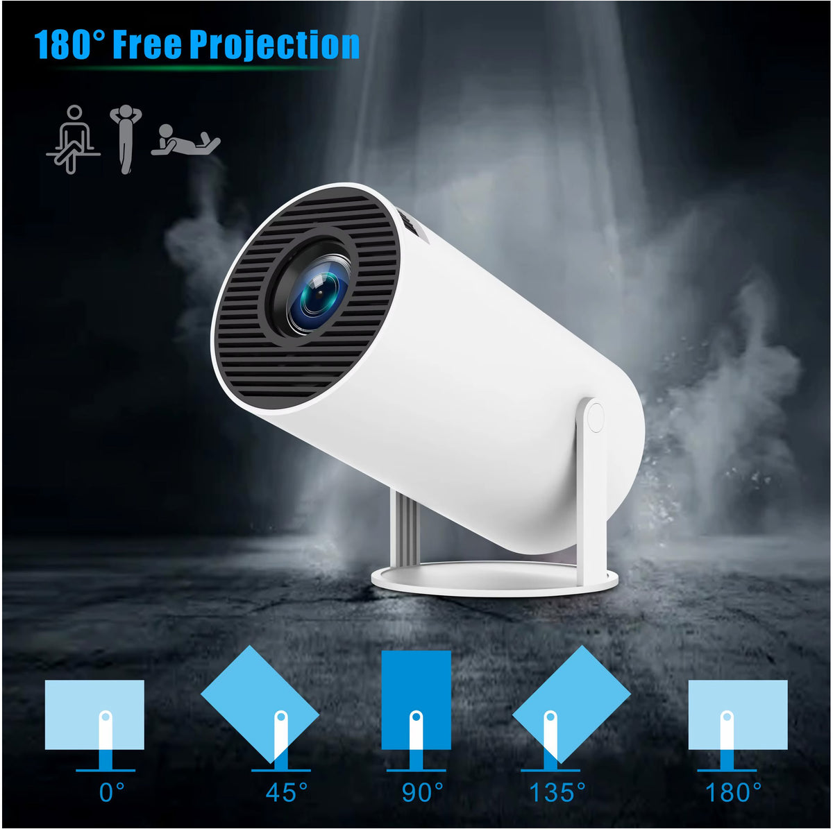 Android 11 Mini Projector with Remote Controller Bluetooth 5.0 — 720P HD / 140 Lumens / WiFi 2.4G / 5G, Not Returnable