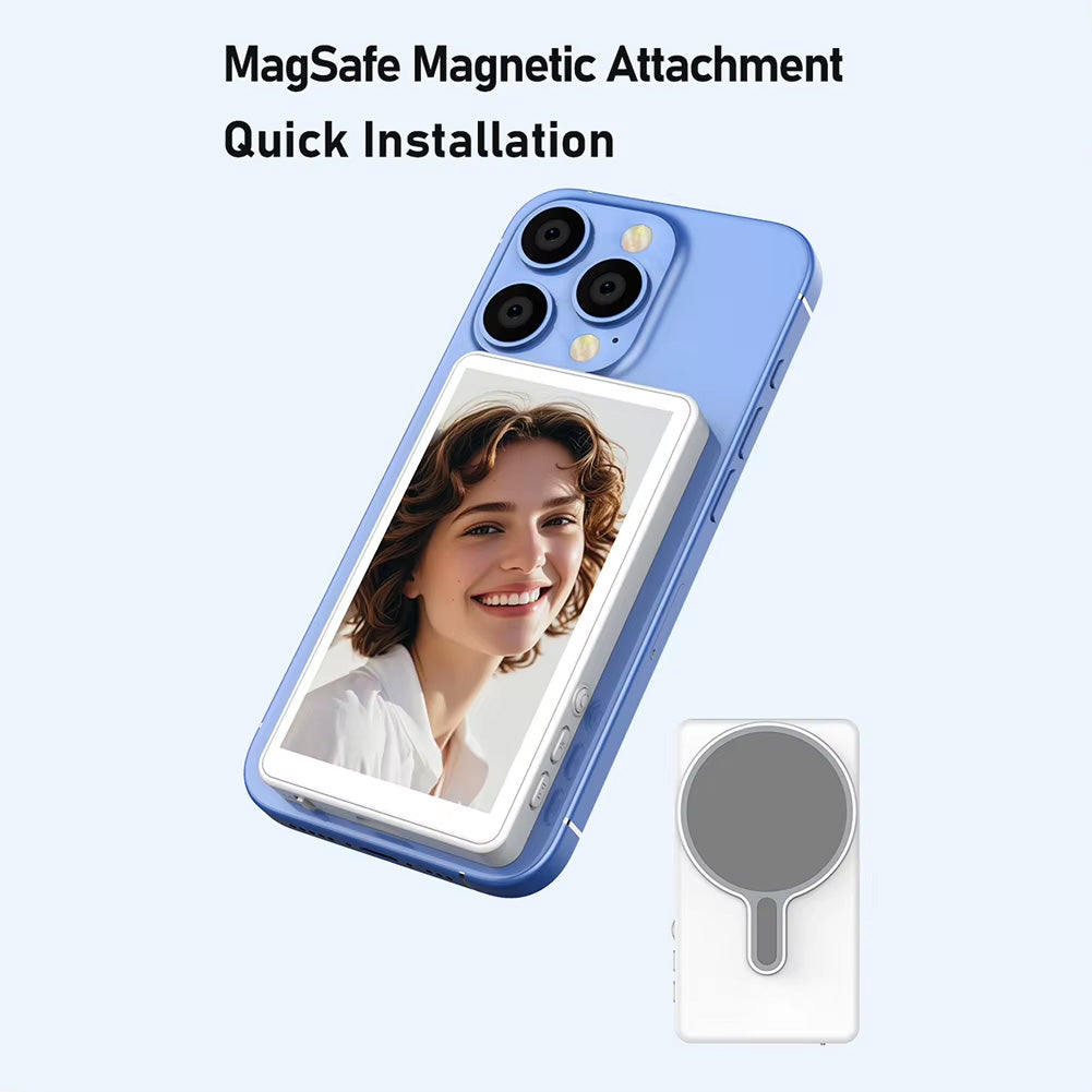 Magnetic Selfie Monitor Screen Wireless Vlog Display for iPhone Android Rear Camera Selfie Live Streaming — 4.02 Inch, Gunmetal