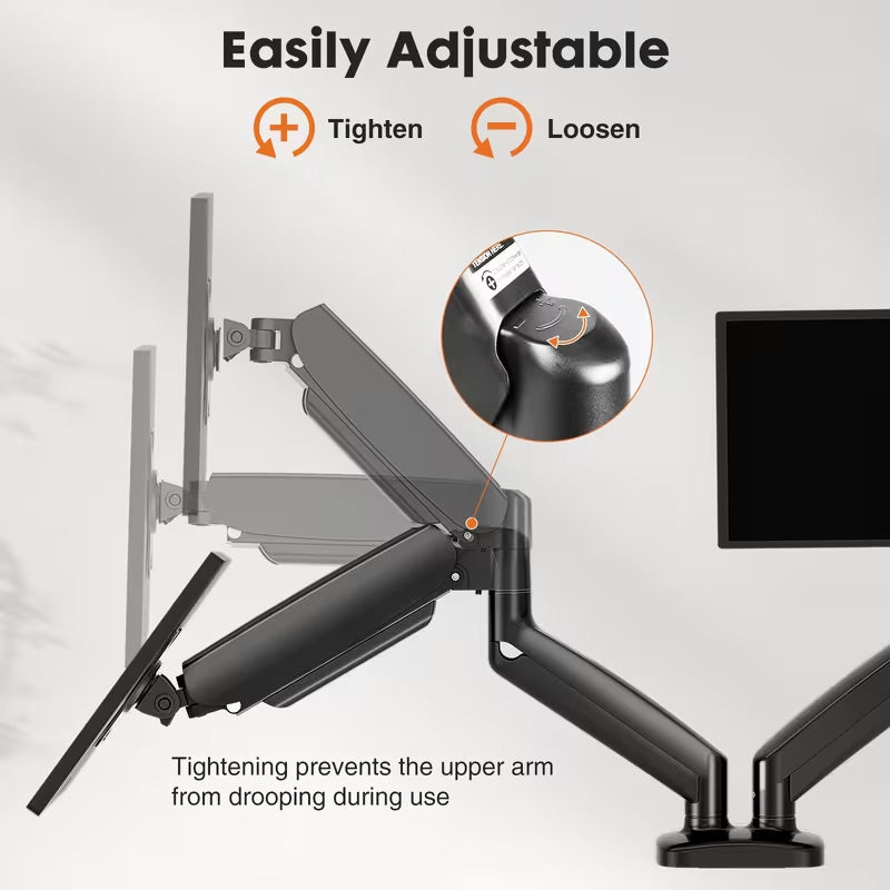 Adjustable Dual Monitor Stand with Tesa Mouth 13''-32'' — Black