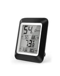 Electronic Digital Thermometer and Hygrometer Clock — Black