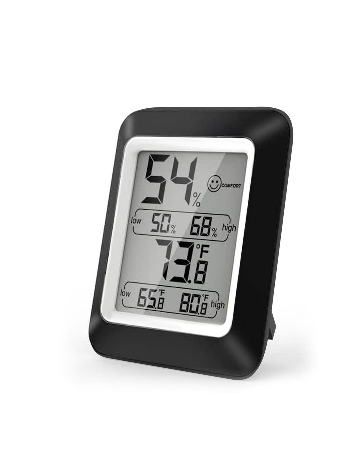 Electronic Digital Thermometer and Hygrometer Clock — Black