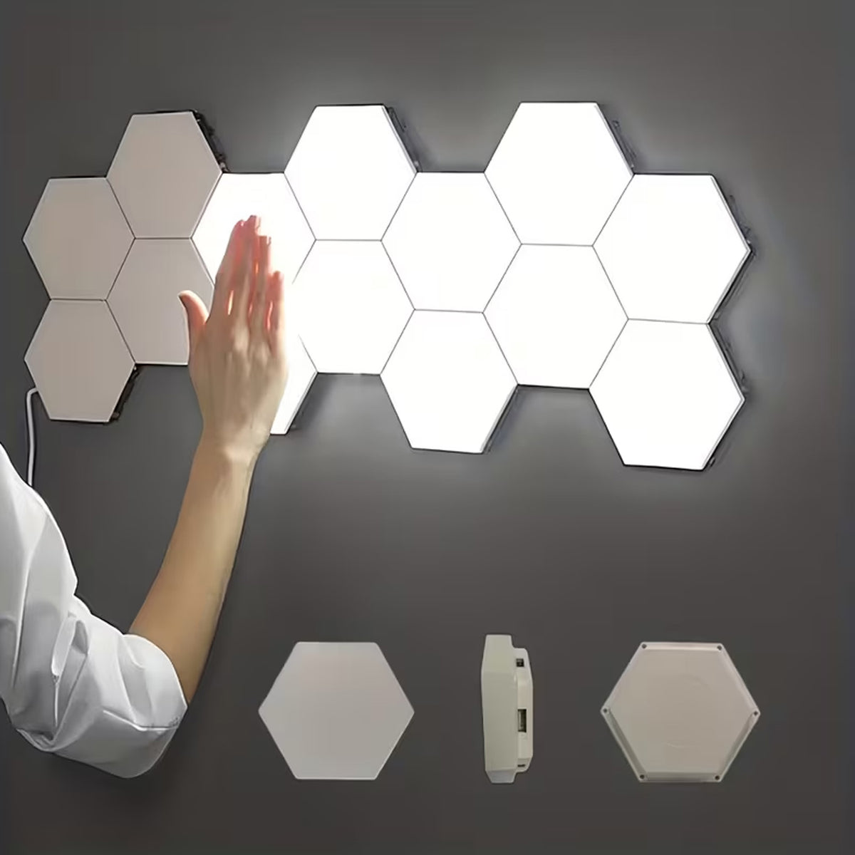 Touch-Controlled Modern Hexagonal LED Wall Lights — 6 Pack