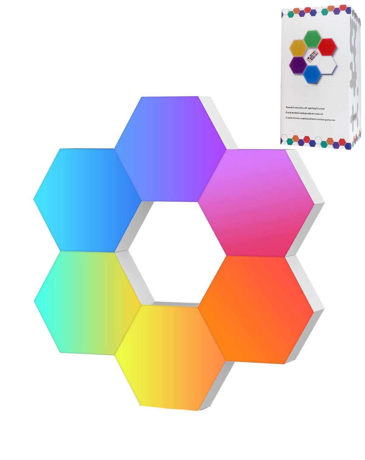 Touch-Controlled Modern Hexagonal LED Wall Lights — 6 Pack