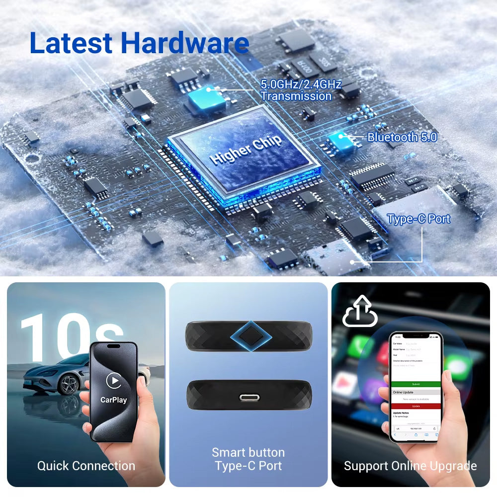 Wired to Wireless Dual Channel Carplay Adapter for Ios and Android