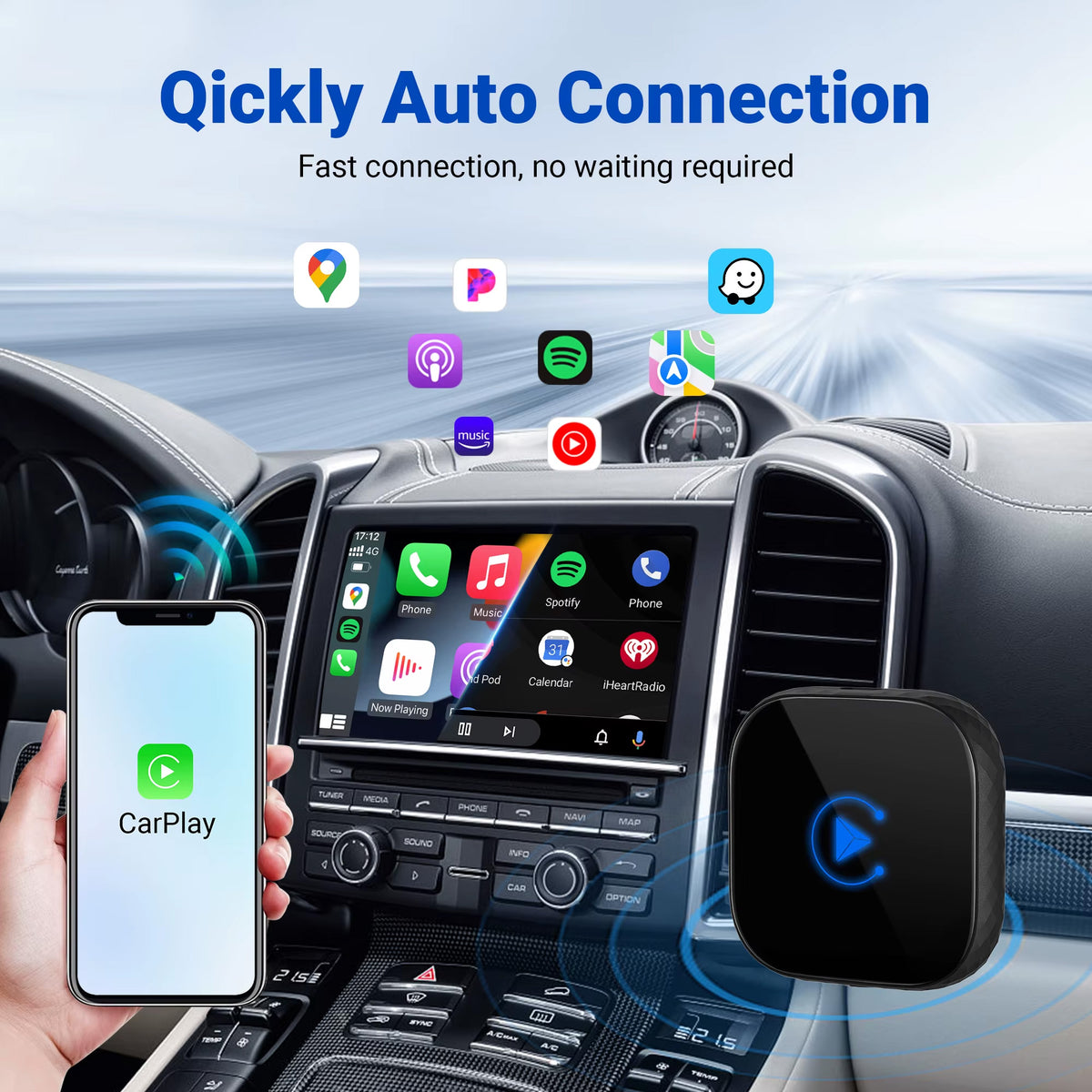 Wired to Wireless Dual Channel Carplay Adapter for Ios and Android