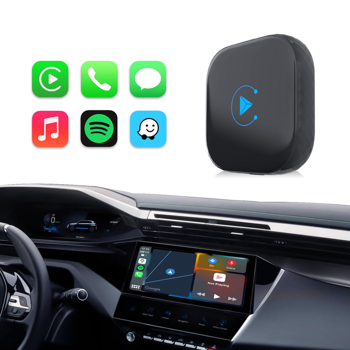 Wired to Wireless Dual Channel Carplay Adapter for Ios and Android