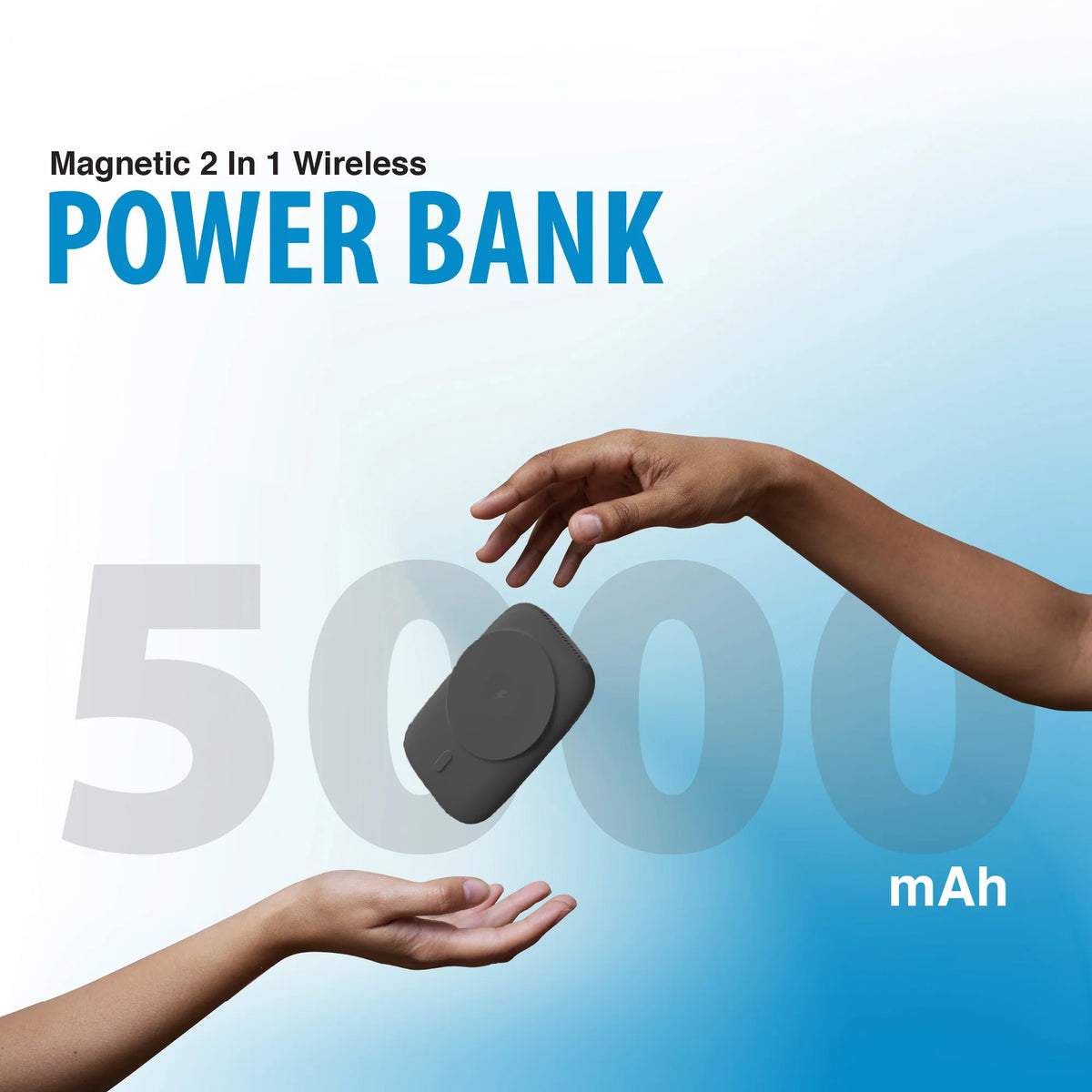Pomgear MagPower Deluxe Portable Magnetic Wireless Power Bank — Black, 5000mAh