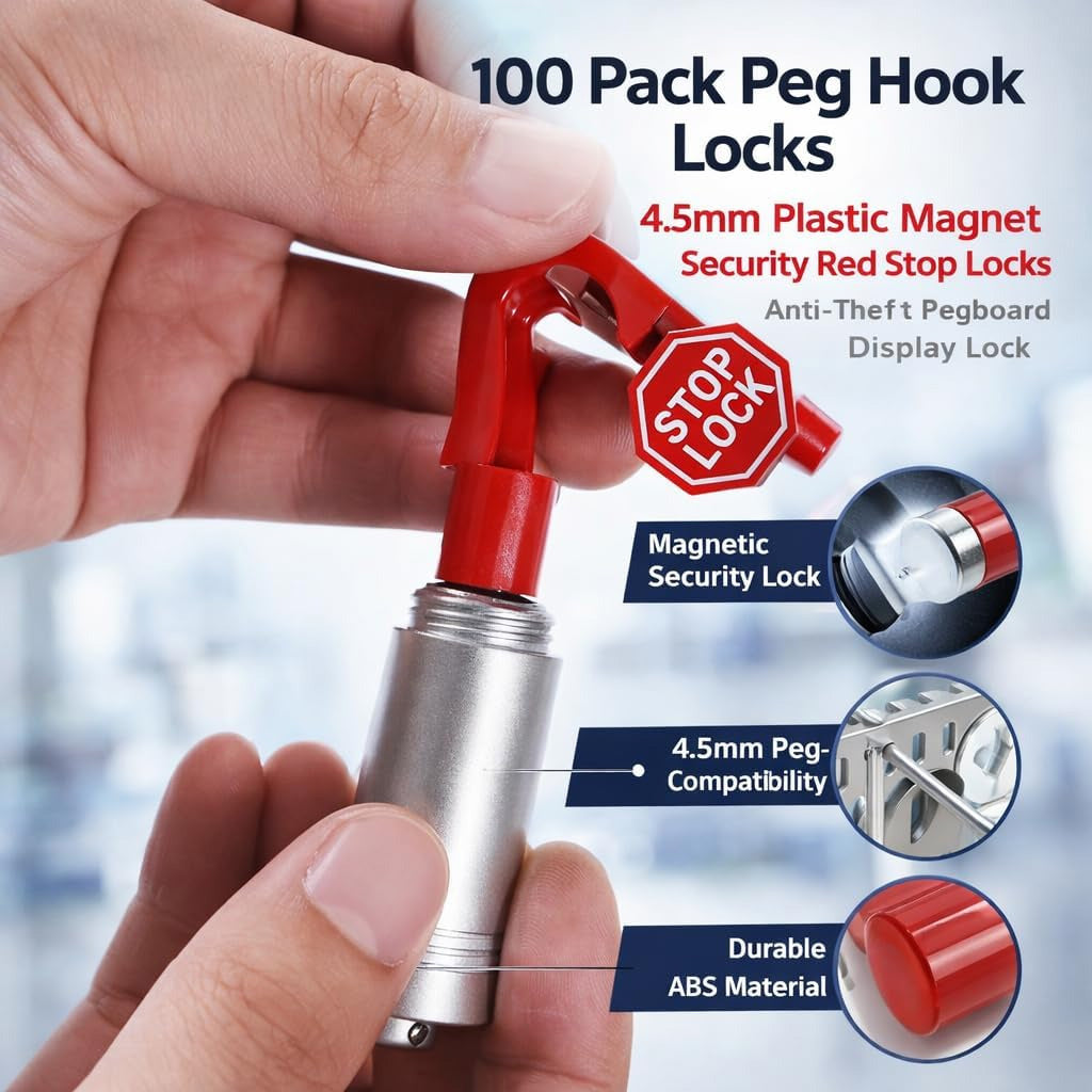 Peg Red Hook Locks with One Key to Open — 6mm, Pack of 100