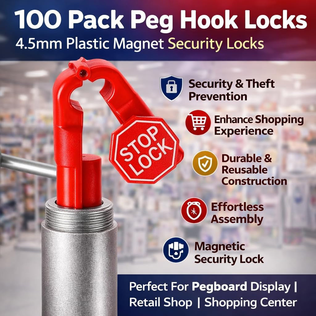 Peg Red Hook Locks with One Key to Open — 6mm, Pack of 100