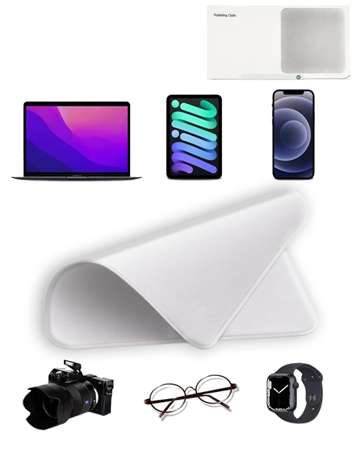 Soft Fiber Polishing Cloth for Apple Screens Washable and Reusable — 16cm / 16cm, Not Returnable