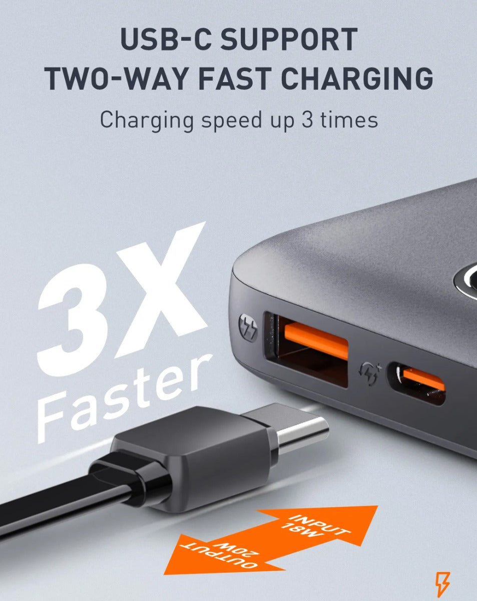 LDNIO PQ10 Ultra-thin Digital Display Power Bank — 10000 mAh / 22.5W