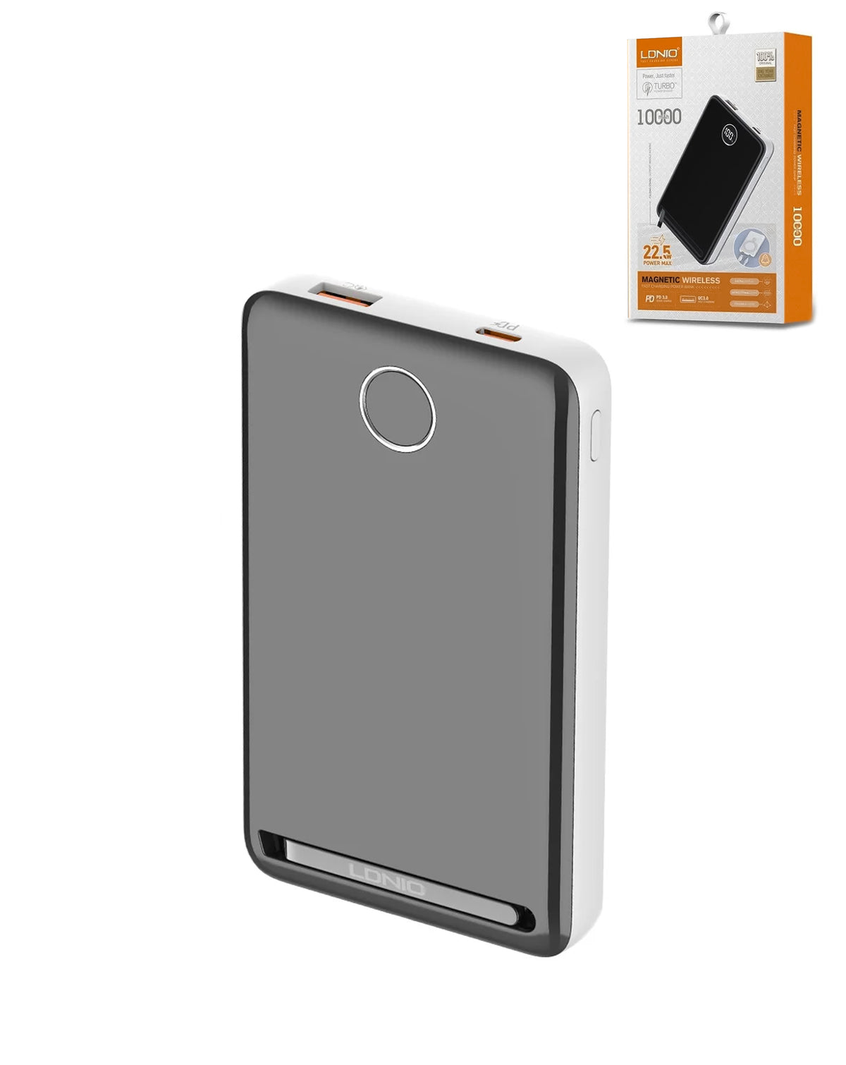 LDNIO PQ17 Magnetic Wireless Power Bank — White, 10000 mAh / 22.5W