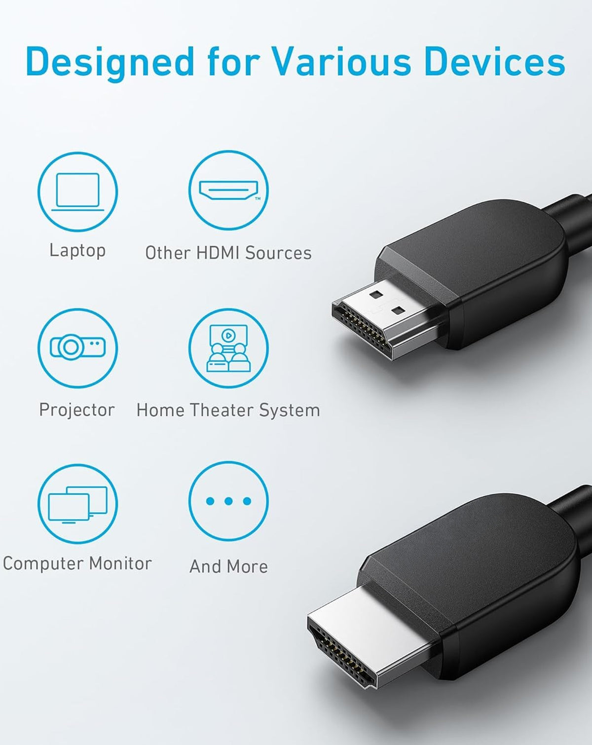 Ultra High Speed HDMI to HDMI Cable 2.1 For PlayStation 5 / Xbox Series X / Xbox Series S / 4K Gaming TVs — 8K / 4K @ 120Hz / 48Gbps, 6FT