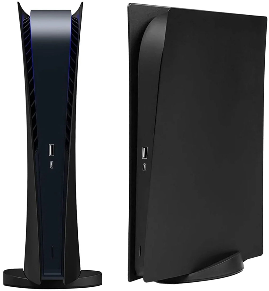 Faceplate Cover for PlayStation 5 Digital Edition — Black, 2 Piece Set, NO Logo