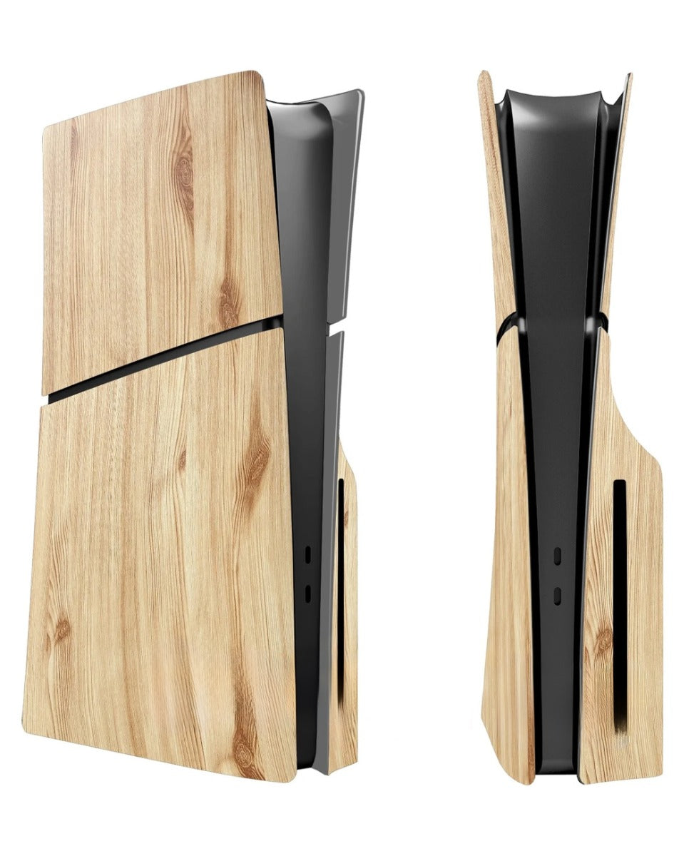 Faceplate Cover for PlayStation 5 Slim Disc Edition — Wooden, 4 Piece Set, NO Logo