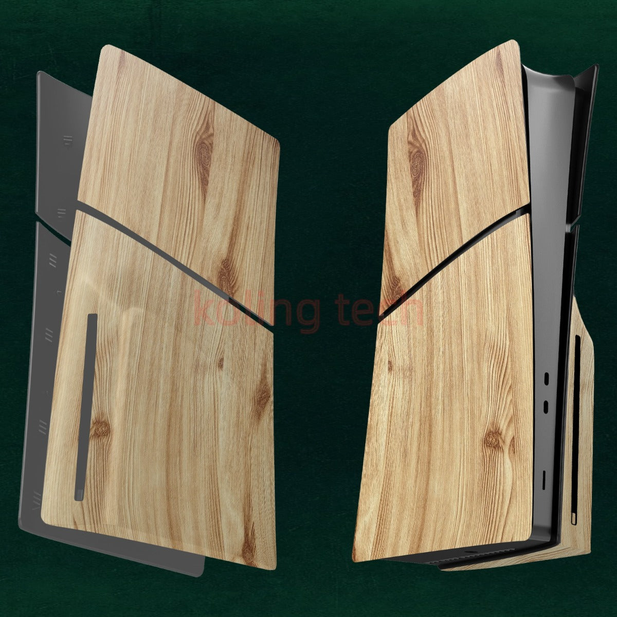 Faceplate Cover for PlayStation 5 Slim Disc Edition — Wooden, 4 Piece Set, NO Logo
