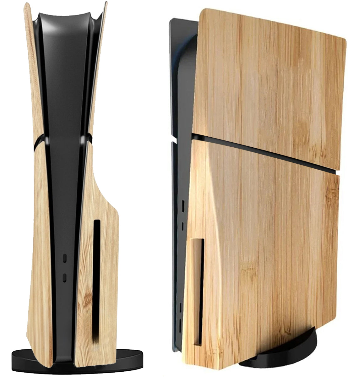 Faceplate Cover for PlayStation 5 Slim Disc Edition — Wooden, 4 Piece Set, NO Logo