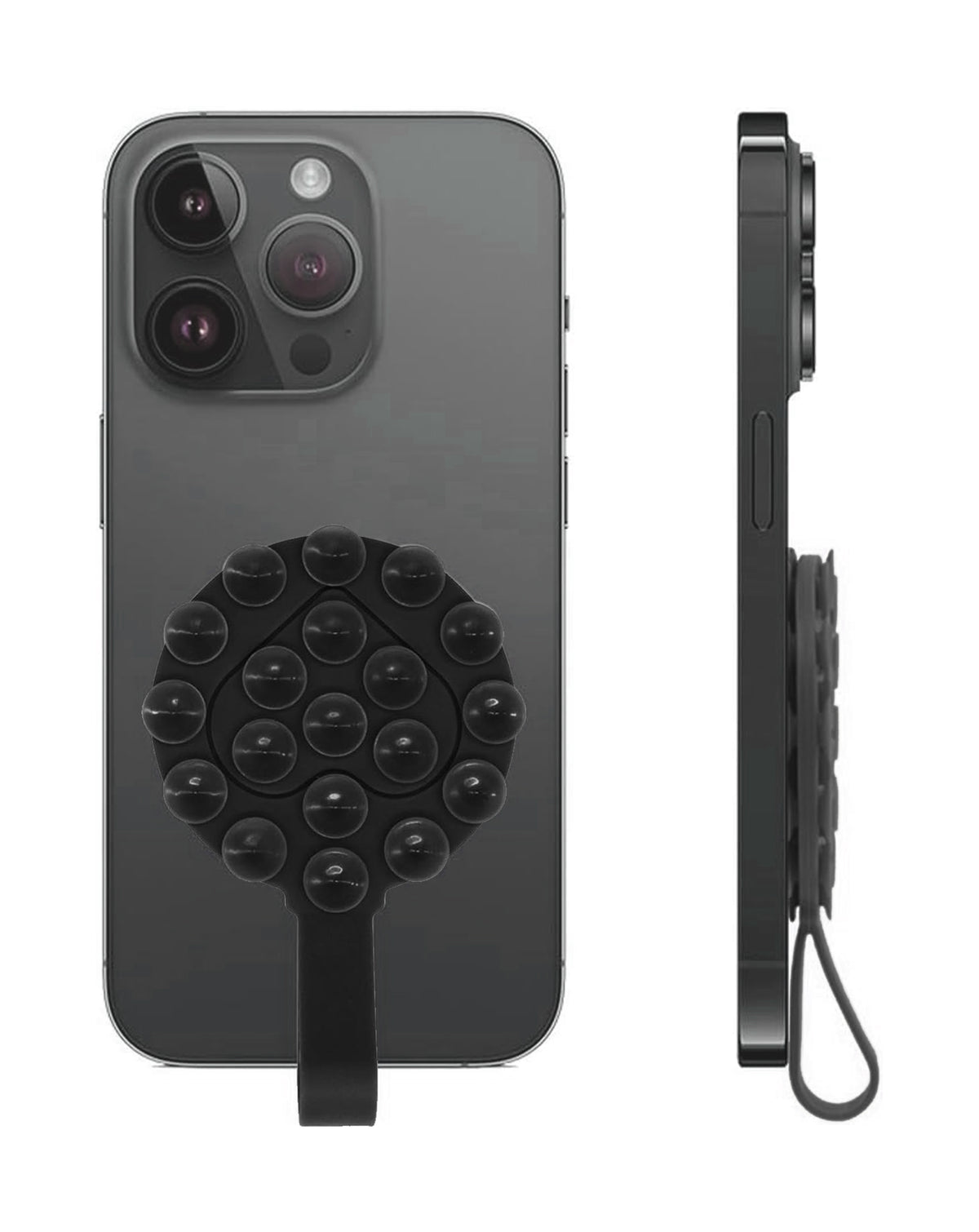 Silicone Suction Phone Holder with Handle Suitable - Black