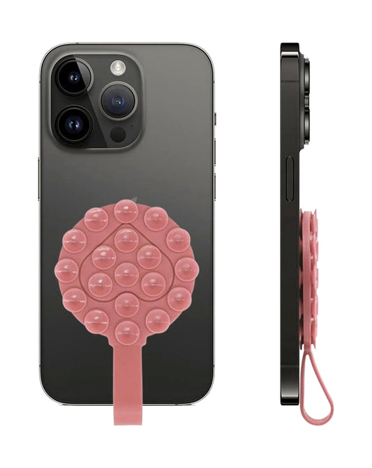 Silicone Suction Phone Holder with Handle Suitable - Light Pink