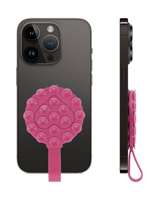 Silicone Suction Phone Holder with Handle Suitable - Pink