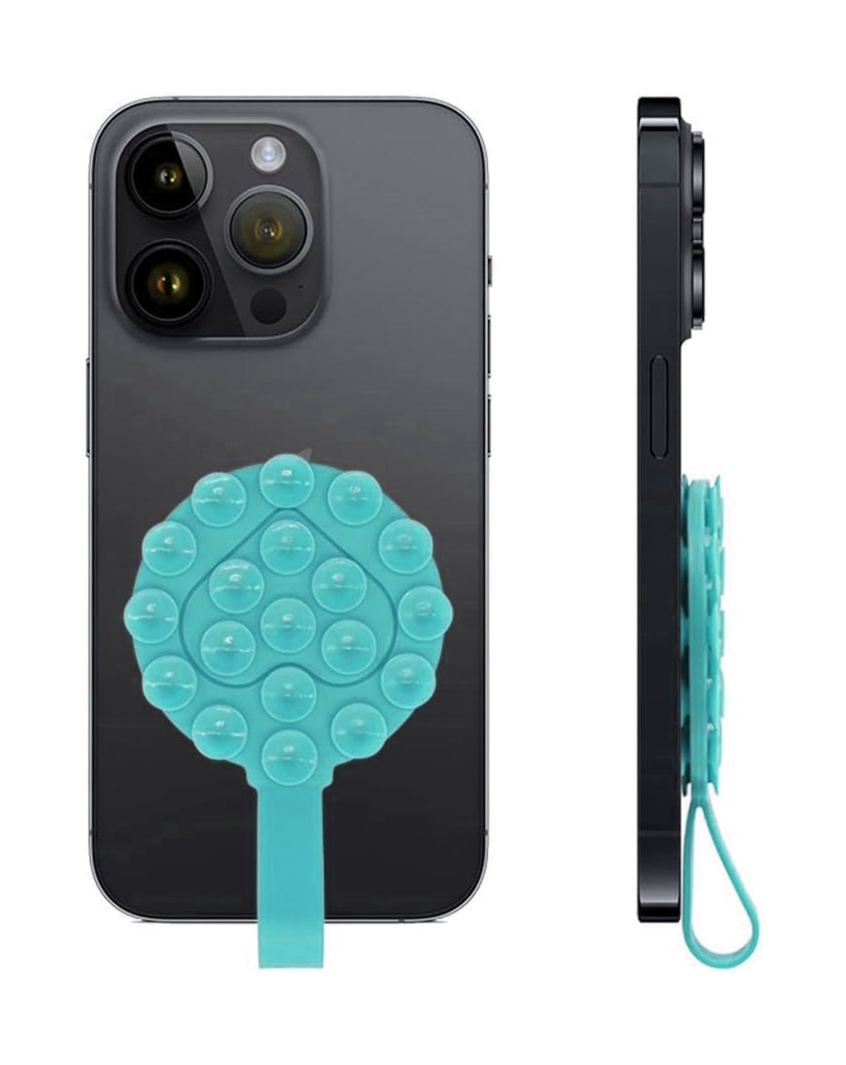 Silicone Suction Phone Holder with Handle Suitable - Teal