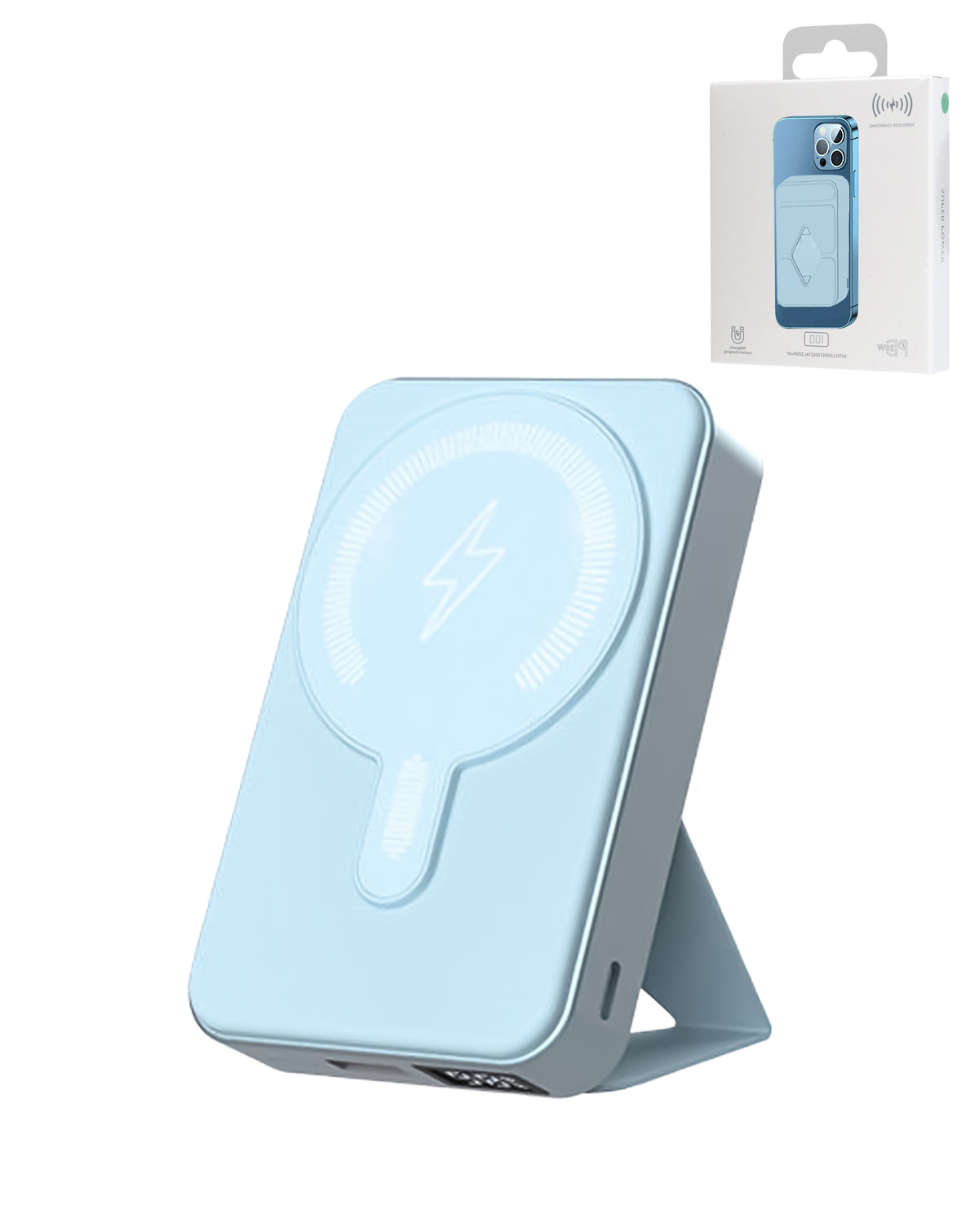 MagSafe Foldable Magnetic Power Bank 15W Wireless / 20W PD Power Bank with USB-C — Sky Blue, 10000 mAh