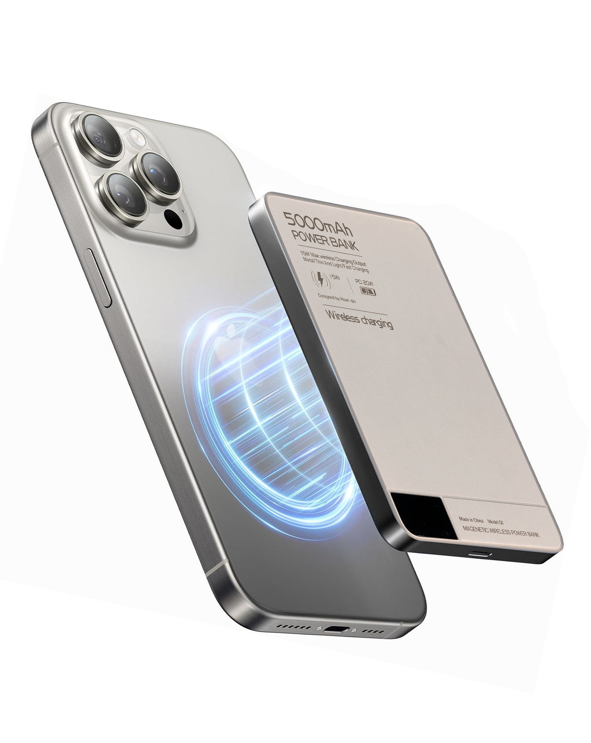 Q1 Magnetic 15W Wireless / 20W PD Power Bank with USB-C — 5000 mAh