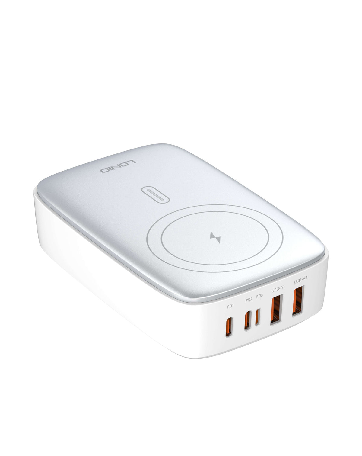 LDNIO Q4010 2x USB A+ 2x USB-C Desktop + Wireless Charger — 140W, Silver