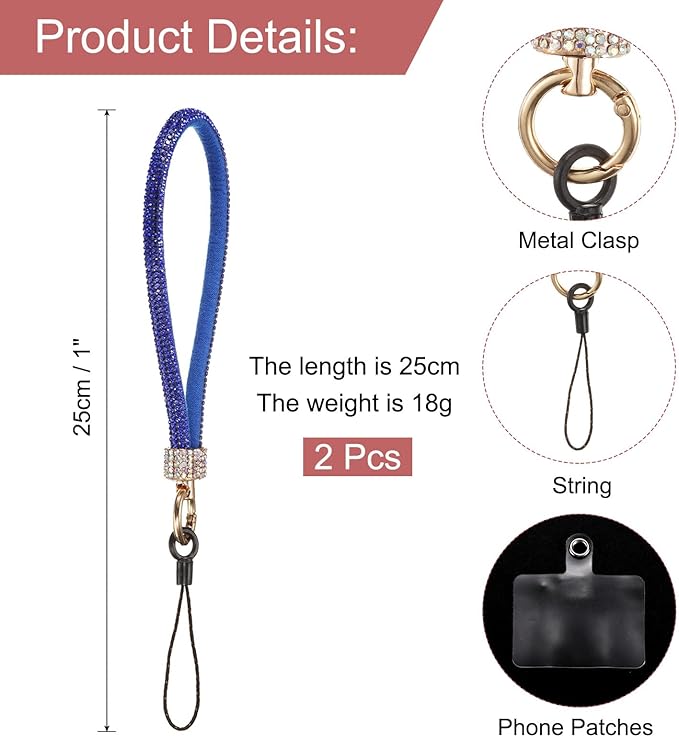 Diamond Bracelet Phone Lanyard Wristbands - Blue — 0.4ft